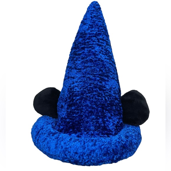 Authentic Disney Mickey Mouse Hat with Ears Blue Plush Fantasia Wizard Tall Cap - Picture 2 of 16